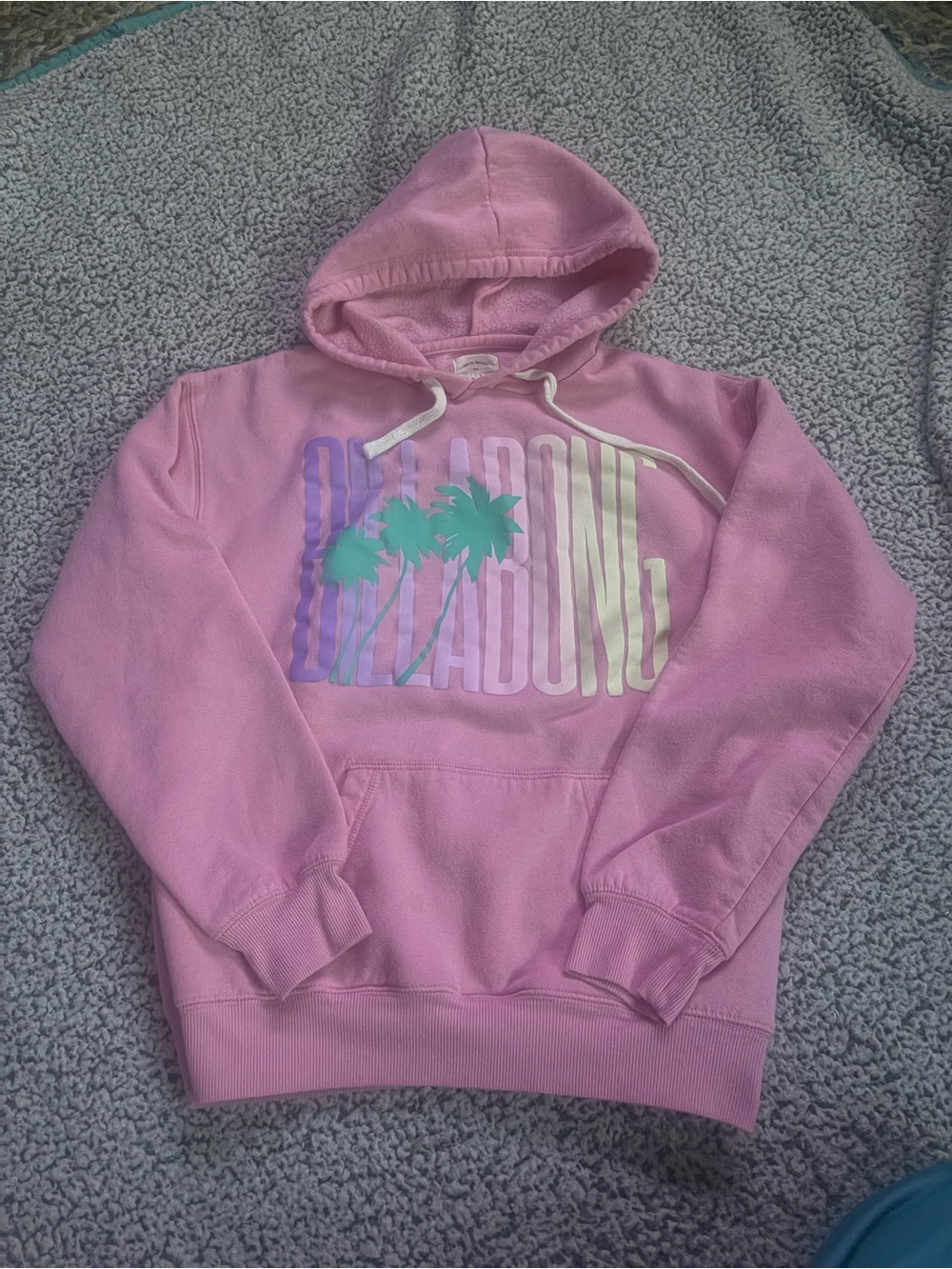 Billabong Pink Hooded Sweatshirt with Teal Palm Graphic
